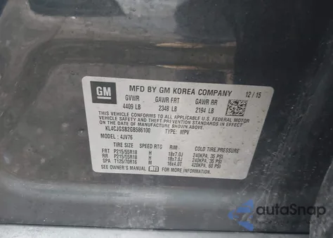 2016 Buick Encore Leather из США, поврежденный, VIN KL4CJGSB2GB586100